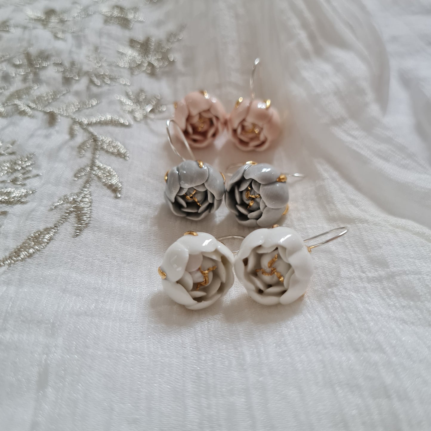 Dok Mali Porcelain earrings ( 925 sterling silver )