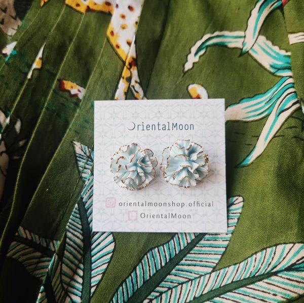 Dok Carnation Porcelain earrings ( 925 sterling silver )
