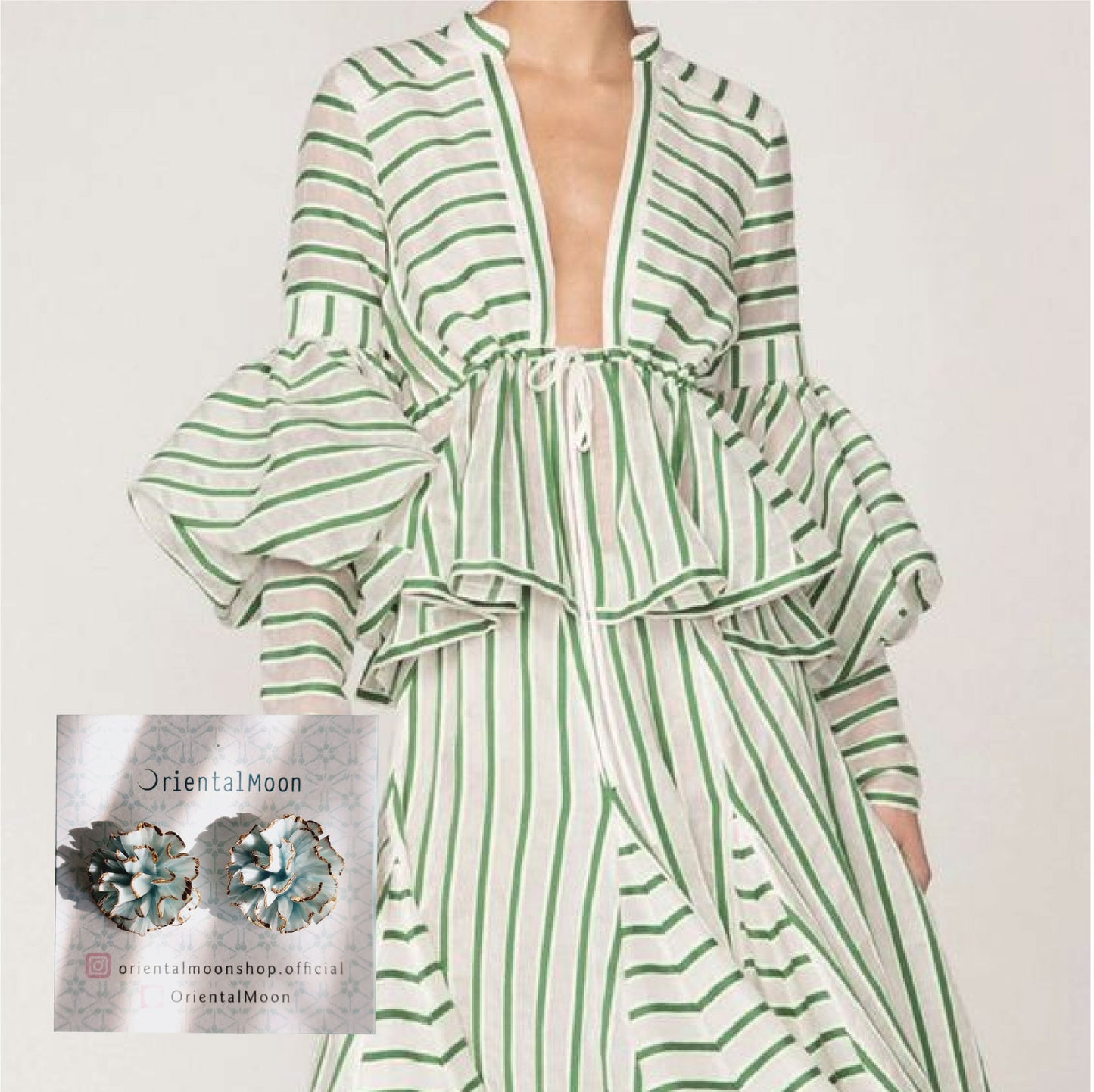 Dok Carnation Porcelain earrings ( 925 sterling silver )