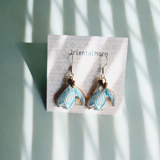 Jumpa flower line drawing hanging earring- Pattern type-(925 sterling silver hook)