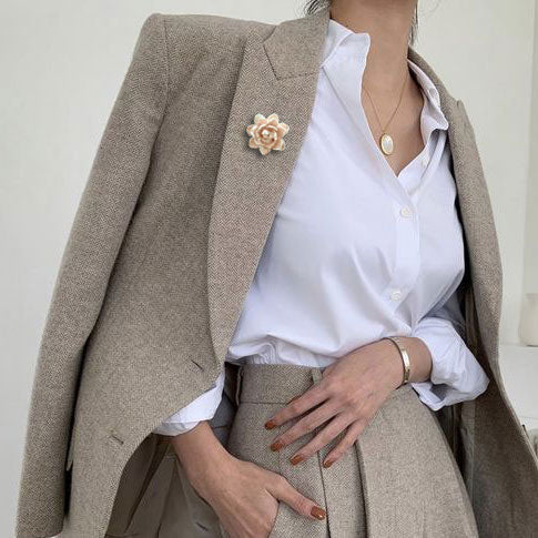 Dok Mali Son Porcelain set of brooch and earrings ( 925 sterling silver )