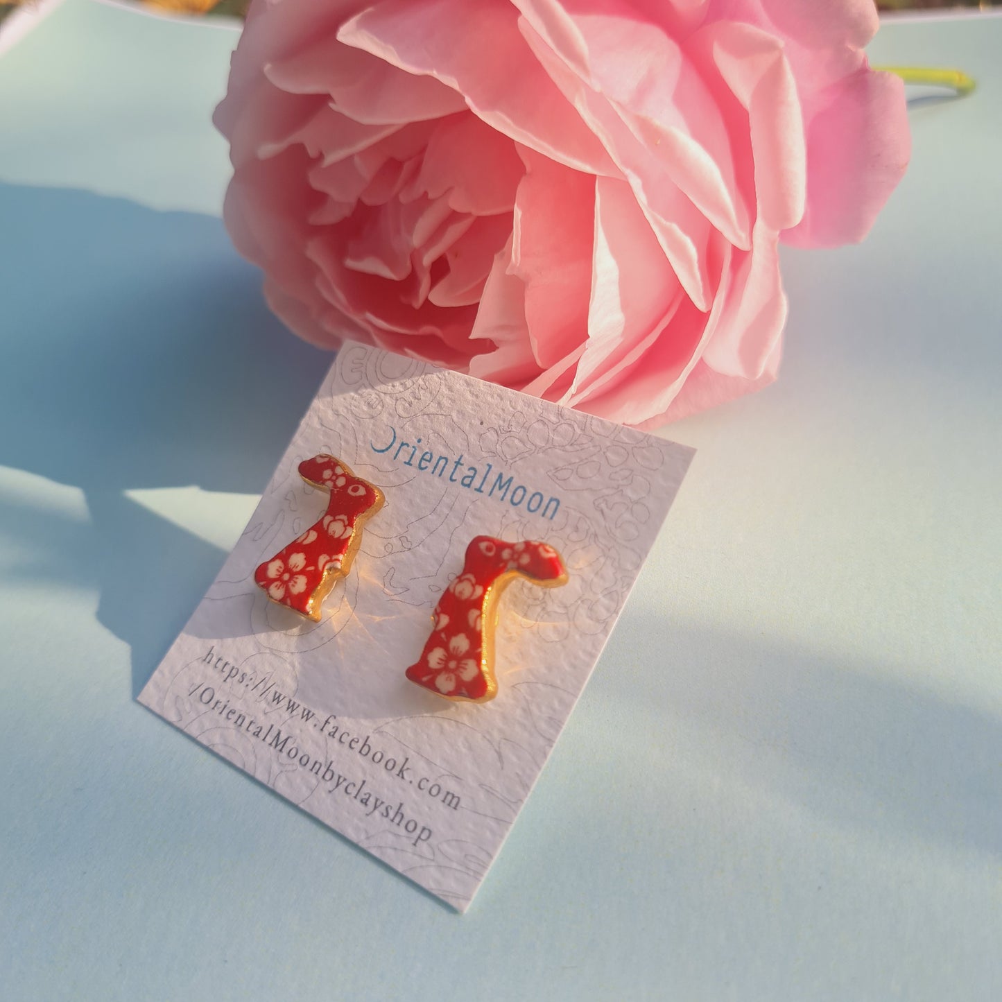 Rabbit ceramic stud earrings ต่างหูกระต่ายมงคล( Pattern type)