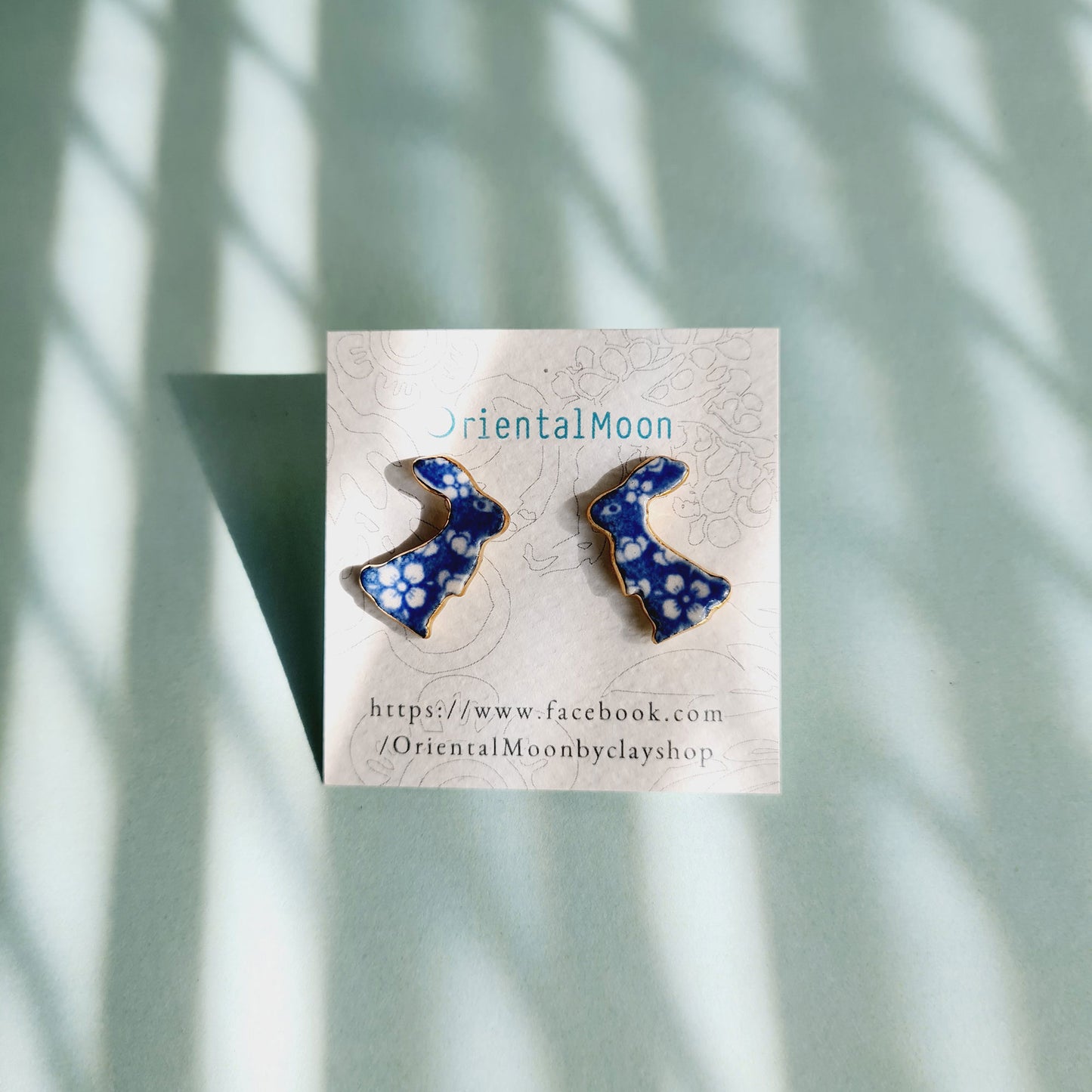 Rabbit ceramic stud earrings ต่างหูกระต่ายมงคล( Pattern type)