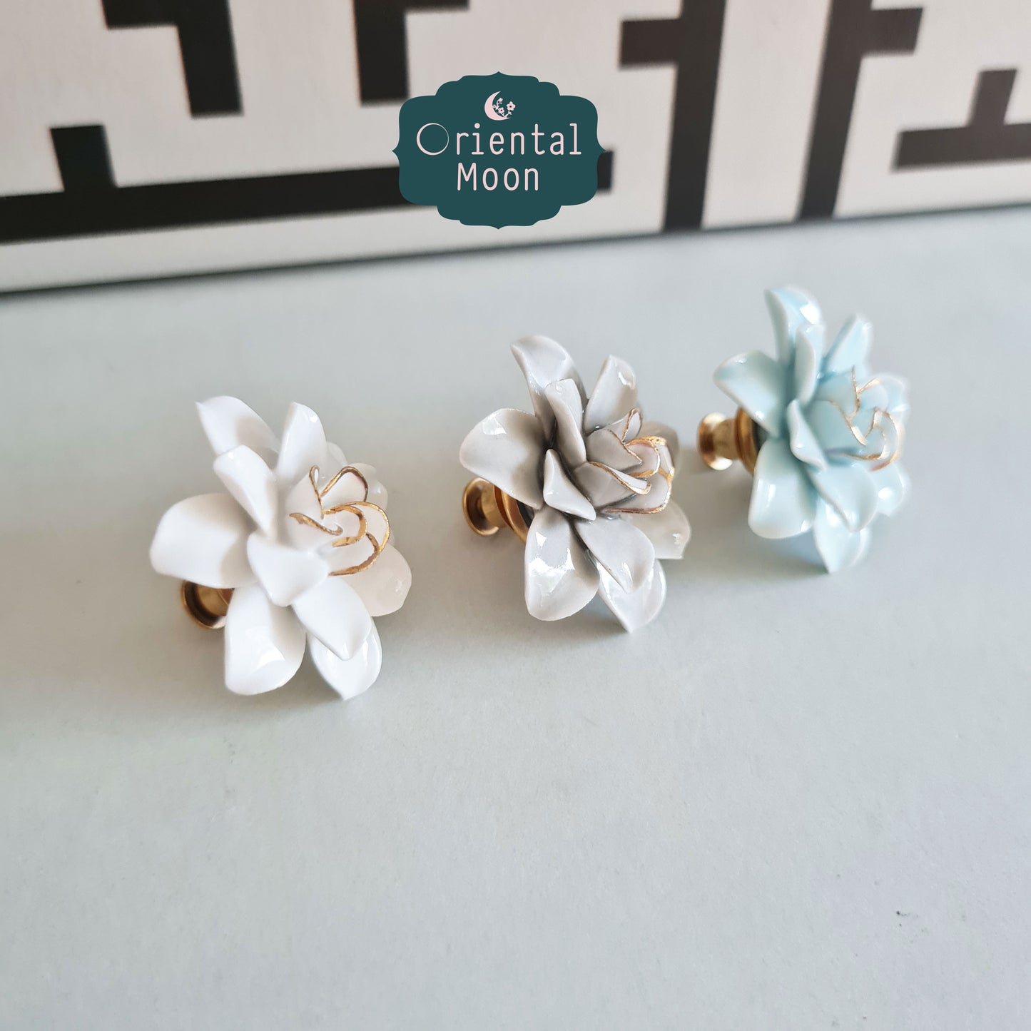 Dok Pud Son brooch & earrings set ชุดเข็มกลัดและต่างหูดอกพุดซ้อน