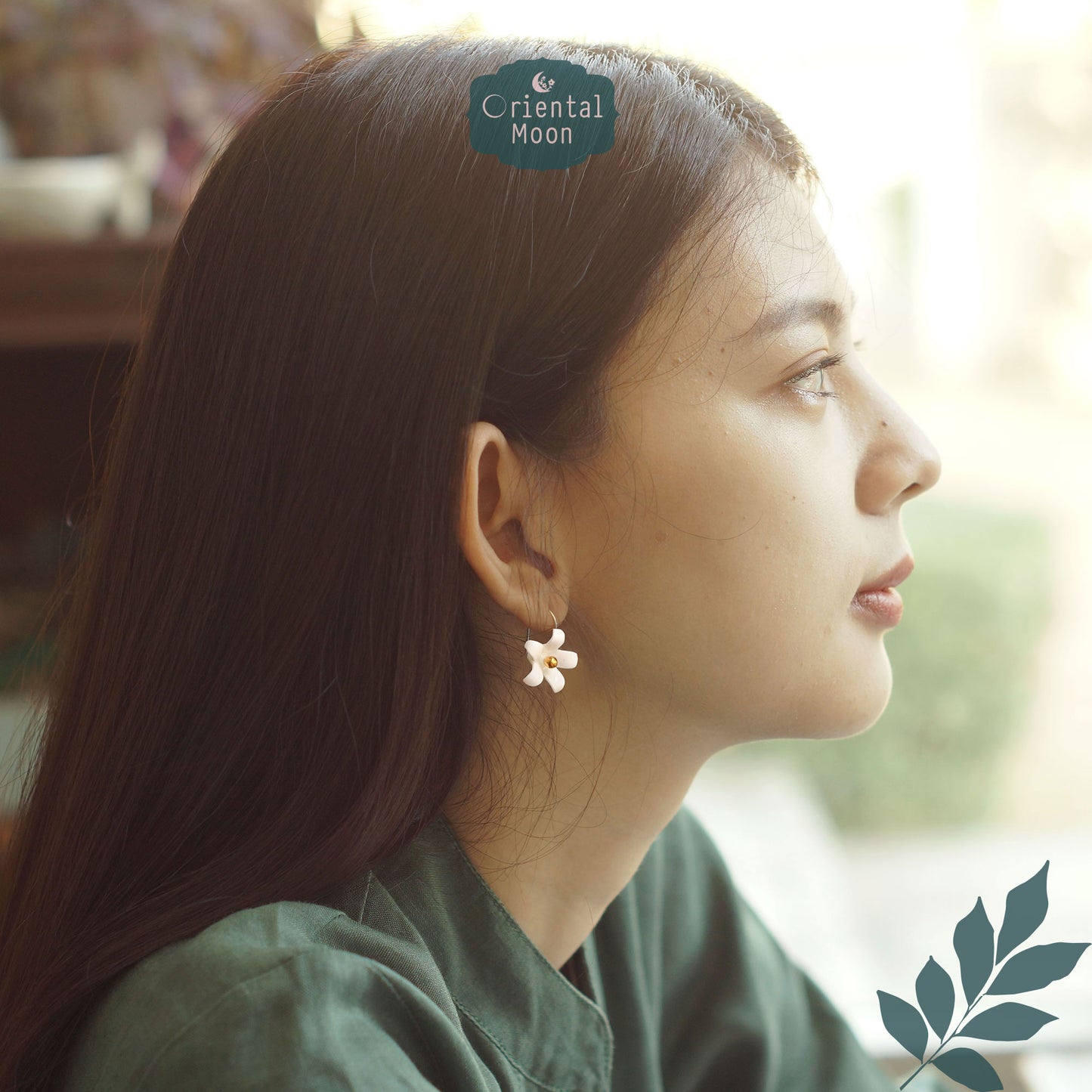 Dok Kaew Porcelain earrings ( 925 sterling silver )