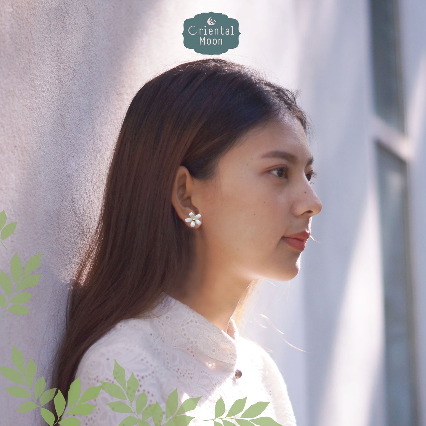 Dok Kaew Porcelain earrings ( 925 sterling silver )