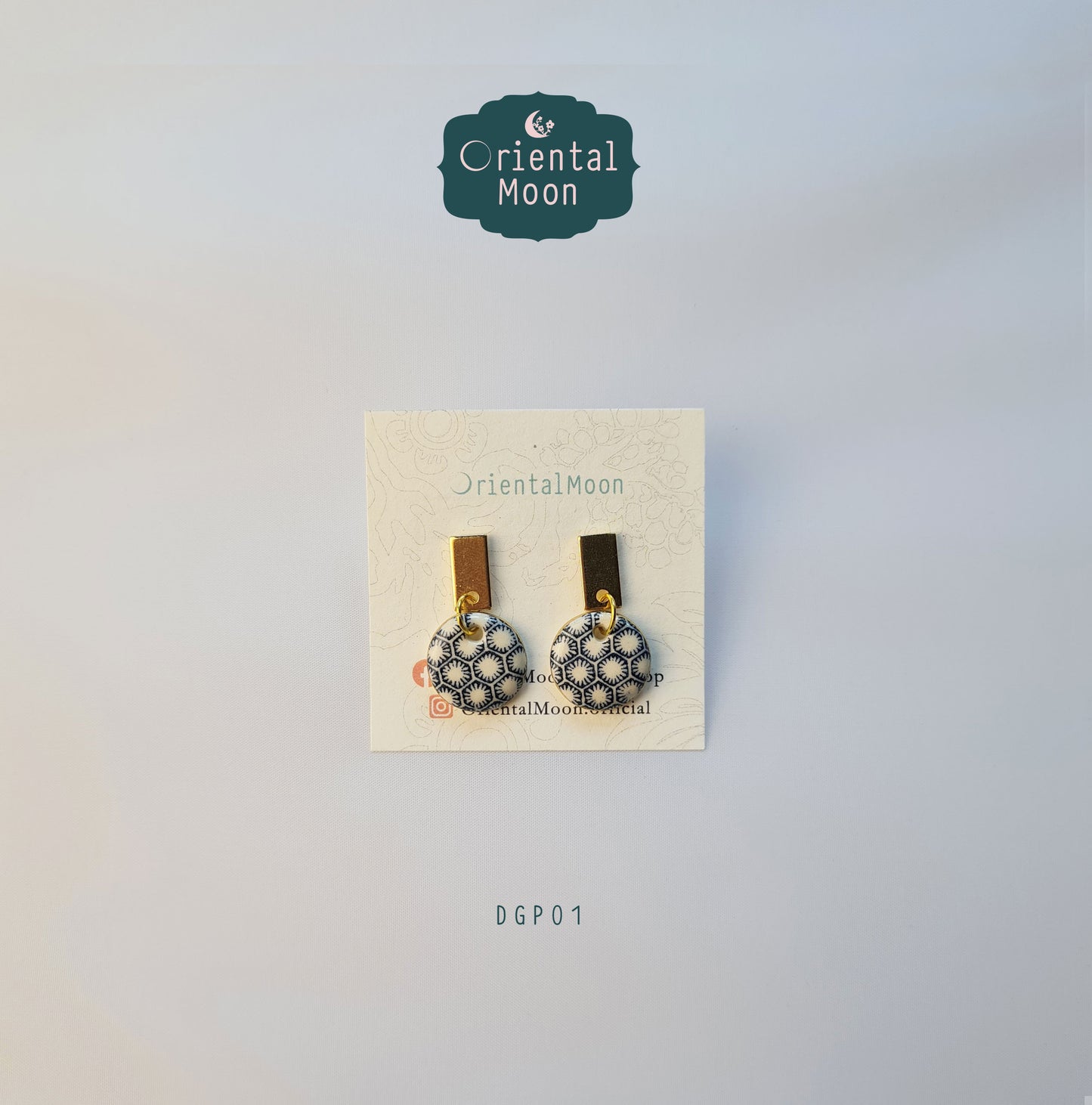 Stylish chic gold rim painted ceramic earrings (1-3) ( Pattern type)