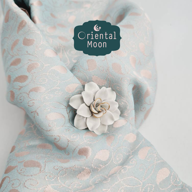 Dok Pud Son Porcelain (gold rim)  brooch เข็มกลัดดอกพุดซ้อน