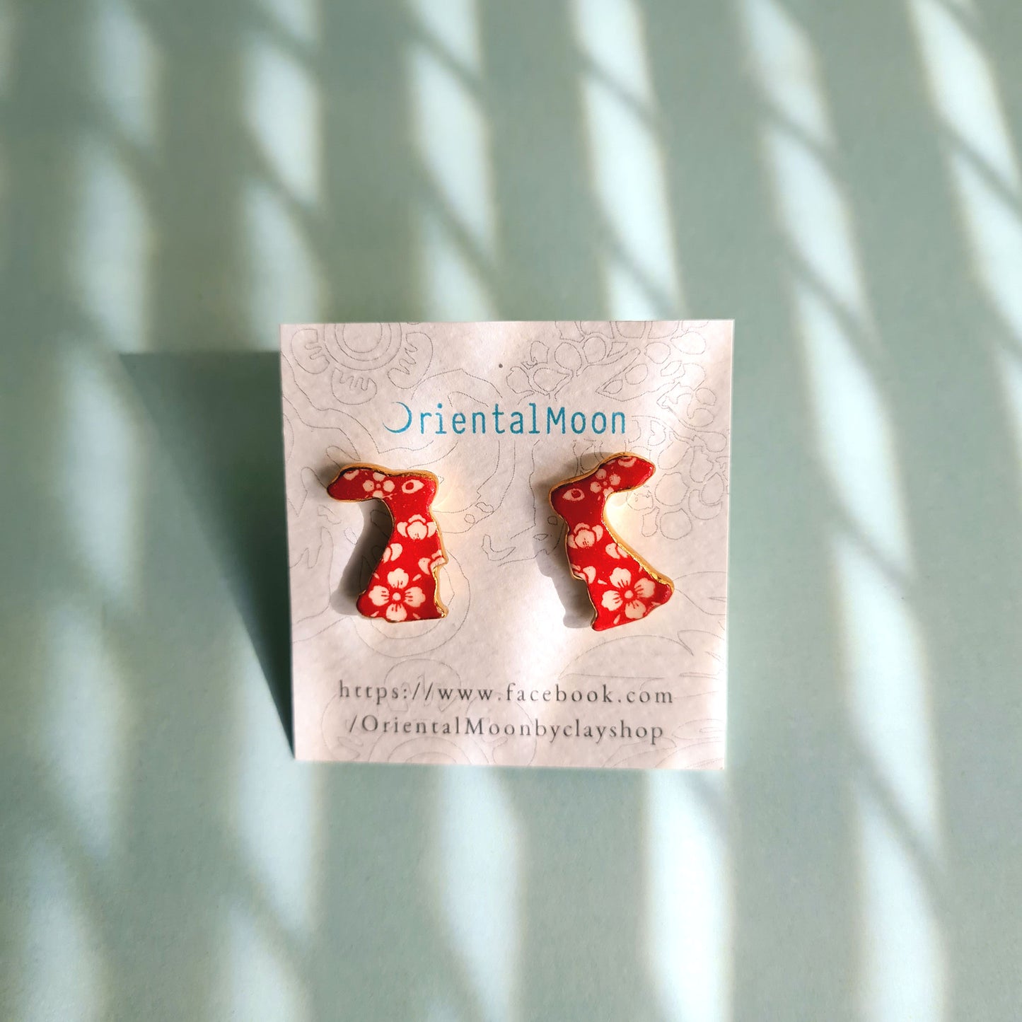 Rabbit ceramic stud earrings ต่างหูกระต่ายมงคล( Pattern type)