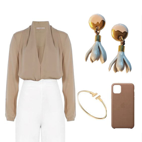 Pastel Jumpa gold painted drop earrings ต่างหูสีพาสเทลเขียนทอง ห้อยตุ้งติ้งดอกจำปาปั้นมือ