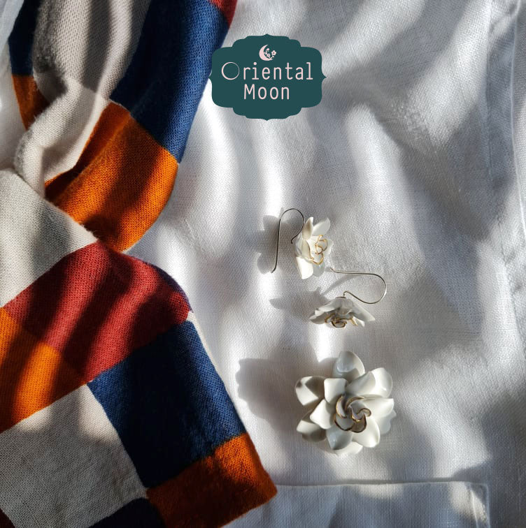 Dok Pud Son brooch & earrings set ชุดเข็มกลัดและต่างหูดอกพุดซ้อน