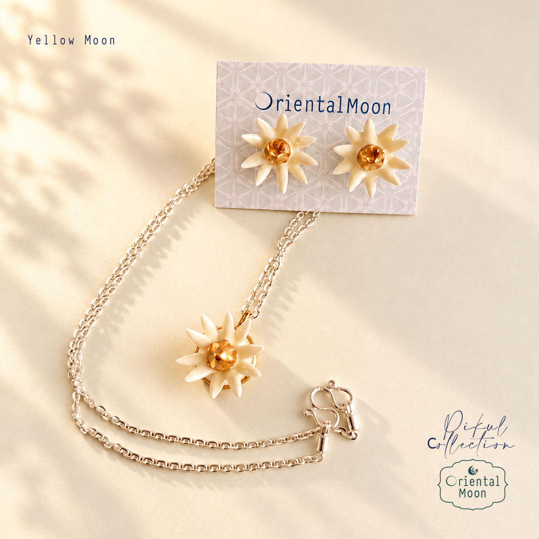 Set ชุดสร้อยเงินแท้+จี้ดอกพิกุล Pikul Earrings +ต่างหูดอกพิกุล