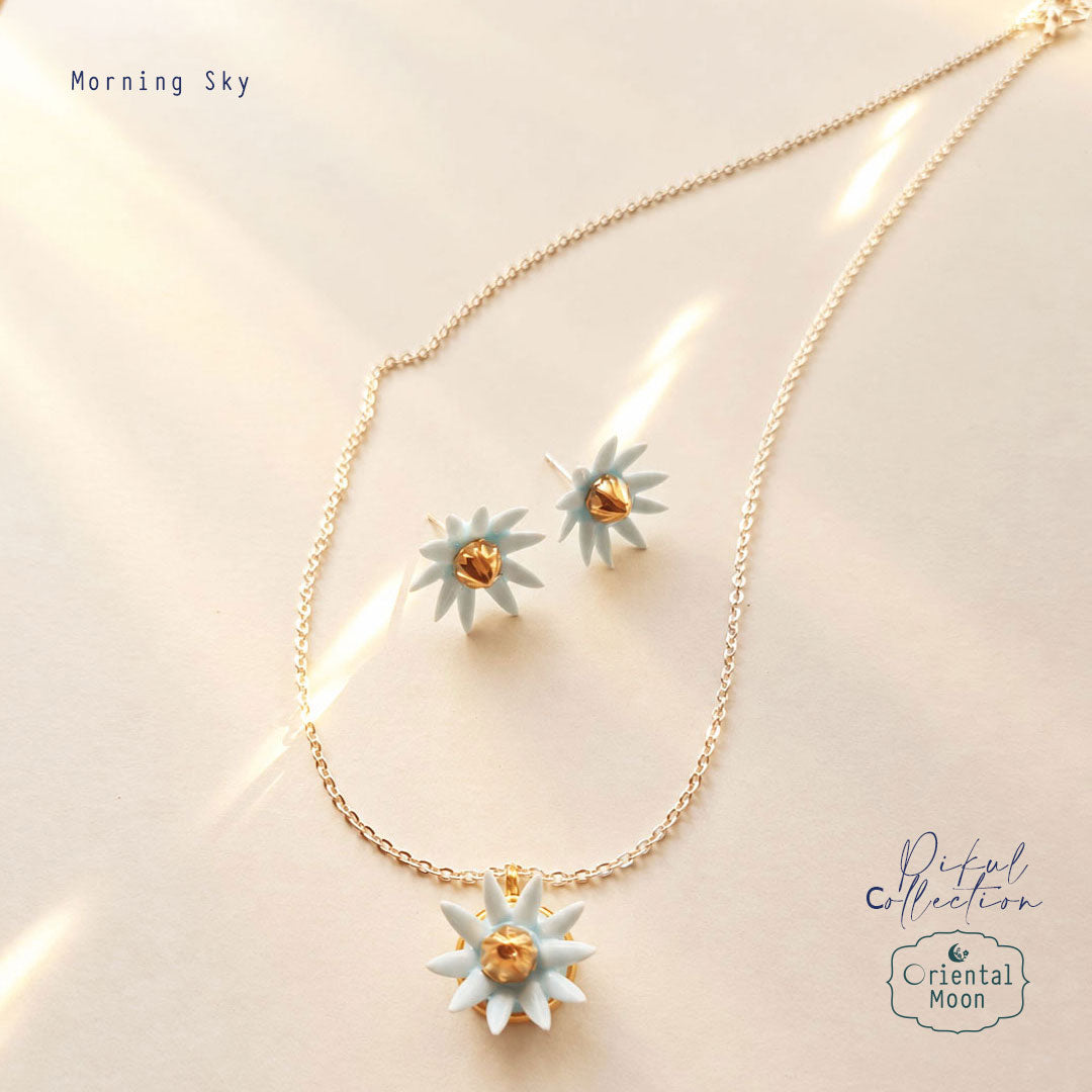 Set ชุดสร้อยเงินแท้+จี้ดอกพิกุล Pikul Earrings +ต่างหูดอกพิกุล