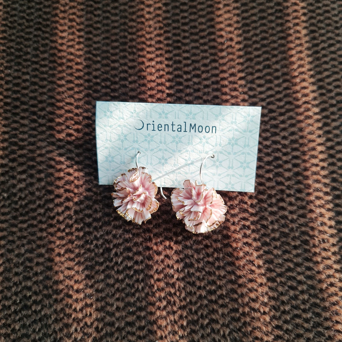 Dok Carnation Porcelain hanging earrings ( 925 sterling silver )