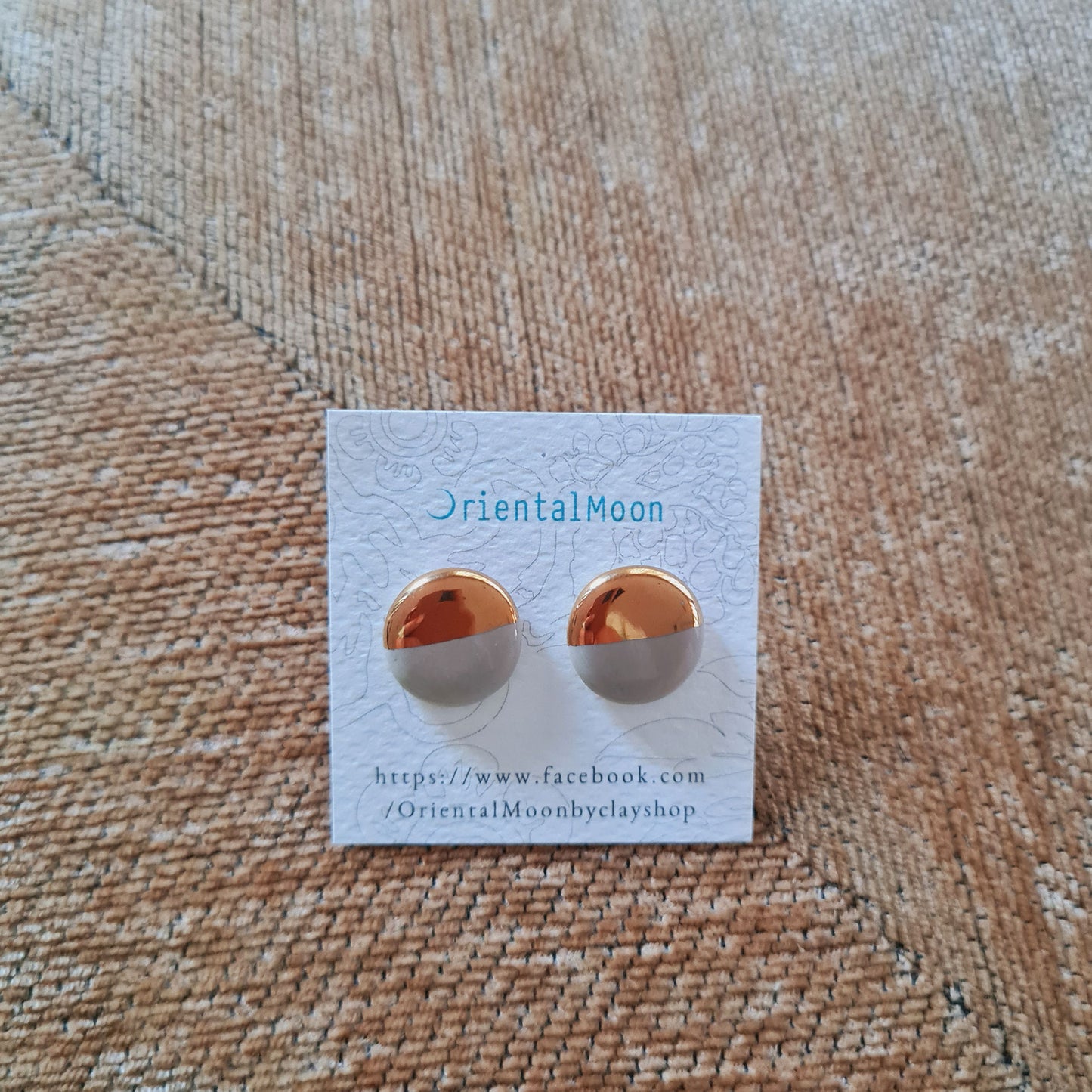 Gold painted ceramic circle earrings STUD